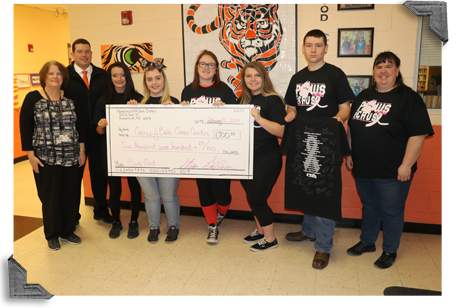 Humansville High School students with a large donation check for the CJBCC