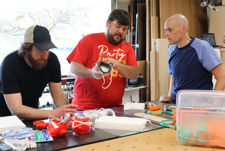 3D-printed mask creators at work