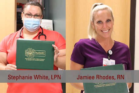Stephanie White, LPN, and Jamiee Rhodes, RN