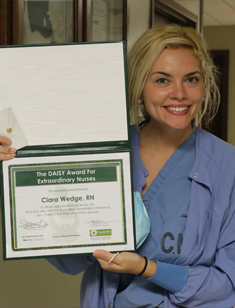 Ciara Wedge, RN, with DAISY award
