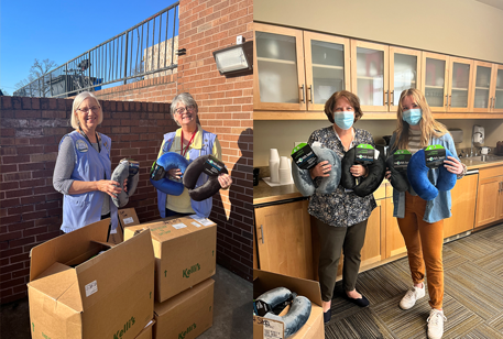 CMH volunteers and staff with donated neck pillows