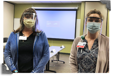 CMH staff wearing 3d printed face shields
